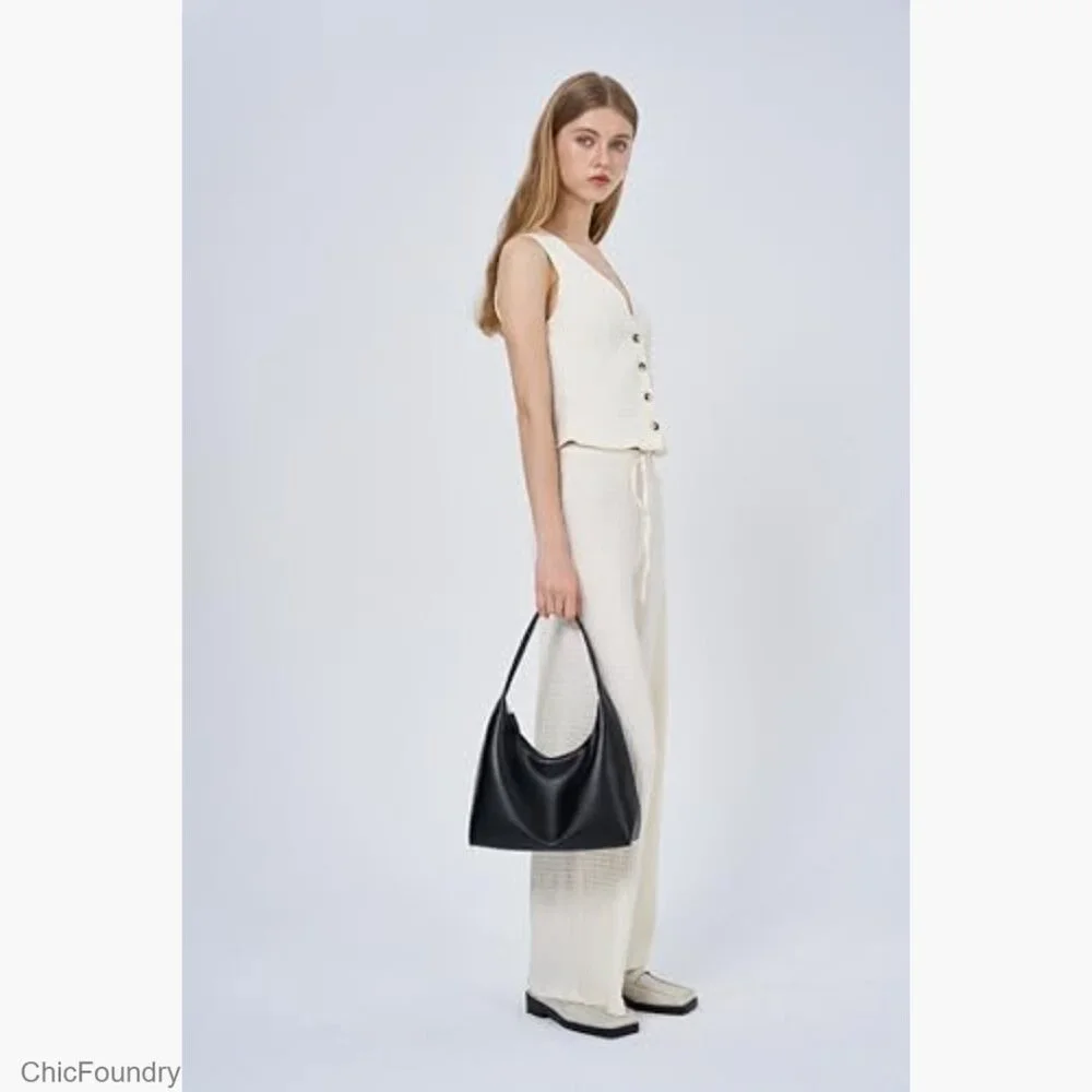 Small Hobo Bag PU Leather Shoulder Purse with Zipper Compartments
